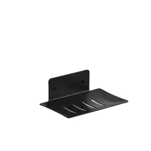 Boseki Wall Mounted Metal Soap Dish Rectangular Minimalist Design Self Drain <b>Black</b> Finish <b>Bathroom</b> <b>Shelf</b> - Product Image 1