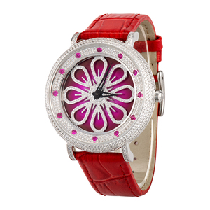 Reloj de Pareja con Esfera Giratoria de Diamantes Good Fortune, Resistente al Agua 30M, Ronda 762, Cuarzo, Cristal de Zafiro, Correa de Cuero - Product Image 1
