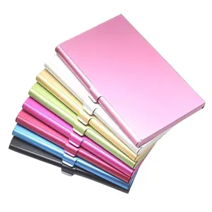 BECOL Venta al por mayor Multi Color Metal Aluminio Banco Titular de la tarjeta de crédito Mini cartera caso de lujo de la tarjeta de visita con el logotipo personalizado