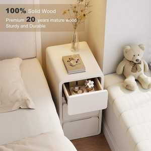 Mesita de Noche <span class=keywords><strong>Estrecha</strong></span> de Color Puro Simple con 2-3 <span class=keywords><strong>Cajones</strong></span>, Cómoda de Almacenamiento Moderna de Madera Maciza, Adecuada para Muebles de Dormitorio. - Product Image 5