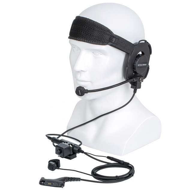 Bowman Elite II Radio Headset Microphone U94 PTT Adapter HD03 Earphone Set for Motorola XiR P8268 Walkie Talkie Finger Access