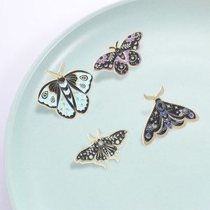 Broche émaillée Dark Academia Phases de Lune et Papillon, motif é<span class=keywords><strong>toile</strong></span> occulte et aile florale, pour cadeau de collection - Product Image 3