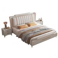 Dernier modèle de lit pour adultes avec tiroirs pour rangement Prix de gros Lits king-size en bois blancs crémeux personnalisés pour la maison