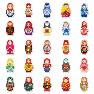 Vente en gros 50 pièces d'autocollants <span class=keywords><strong>matriochka</strong></span> amusants Kawaii personnalisés créatifs de conception de poupée russe matériau PVC impression UV - Product Image 5
