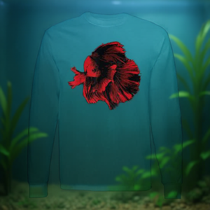T-shirt rouge à manches longues Betta Fish pour les propriétaires d'aquariums - Product Image 3