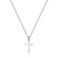 Collier avec pendentif croix en acier inoxydable plaqué or véritable 18 carats, chaîne cubaine à double face polie de 1,2 mm pour femmes et hommes
