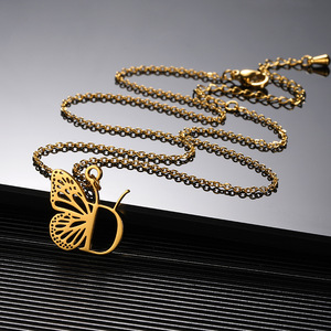 18K Gold Plated Stainless Steel <strong>Monogram</strong> Butterfly 26 Initial Letter Alphabet Wing Letter Pendant <strong>Necklace</strong> Jewelry for Women - Product Image 5