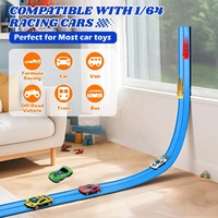Jouets de piste de course flexibles pour enfants Voiture de course en alliage Piste de rampe flexible compatible Racetrack Set avec 15 ft Portable Roll-up Flex Track