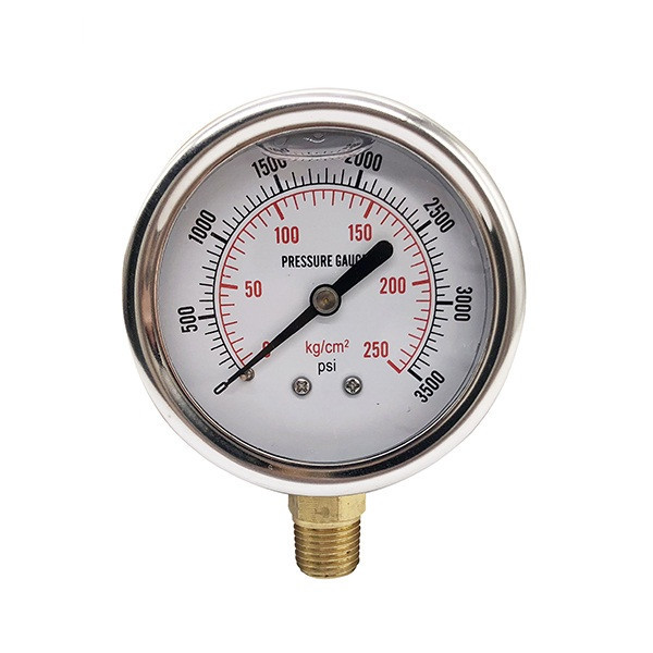 Customizable 1/8, 1/4 BSPT Bottom Connection Vacuum Oil Filled Pressure Gauge Raw of Industrial High Pressure Gas Gauge Meters