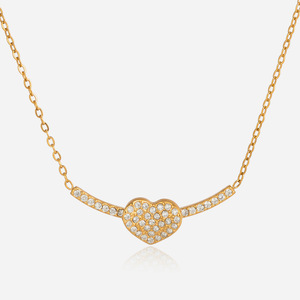 Collier en forme de cœur avec diamant, plaqué or 18 carats, pendentif en strass, chaîne de clavicule, accessoire de bijouterie pour tous les jours - Product Image 1