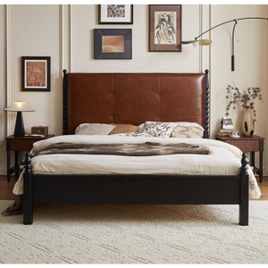 ยู ซี เค แนะนำเตียงคู่แบบนุ่มสไตล์ฝรั่งเศสคลาสสิก ทำจากไม้โอ๊คแดงเนื้อแข็ง แข็งแรง ทนทาน เหมาะสำหรับห้องนอนและโรงแรม - Product Image 1