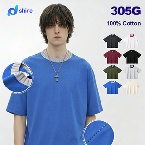 Novedad de Verano: Camiseta de Punto con Cuello Redondo, 100% Algodón, Manga Corta, Ecológica, Casual, Holgada, Estilo Americano de Moda - Product Image 1