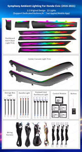 Kit d'éclairage d'ambiance intérieur LED 12V Symphony pour Civic 10ème génération (2016-2021) - Accessoires de bande lumineuse d'ambiance - Product Image 3