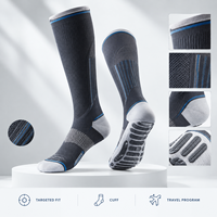 Chaussettes de compression graduées pour mollets 20-30 mmHg avec bordure colorée, spécifications OEM/ODM pour le soin des mollets