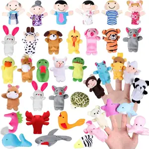 MU Finger pupazzi Set di animali del bambino bambola di peluche a mano cartone animato famiglia burattino stoffa teatro giocattoli educativi per bambini regali