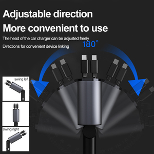 Bán buôn <span class=keywords><strong>4</strong></span> in1 sạc nhanh có thể thu vào xe sạc kép USB Loại C Cáp sạc nhanh Thuốc lá nhẹ hơn <span class=keywords><strong>Adapter</strong></span> - Product Image 4