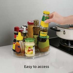 Transparent Double-Tier Standing Type PS Material Home Cosmetics & <b>Kitchen</b> <b>Rack</b> Rotating Storage Tray & Seasoning <b>Rack</b> - Product Image 6