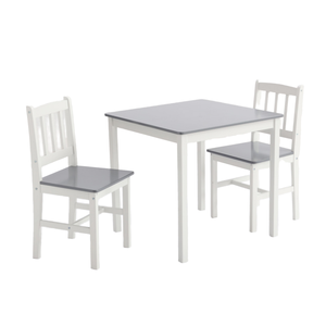Set <span class=keywords><strong>Tavolo</strong></span> <span class=keywords><strong>e</strong></span> Sedie Salvaspazio con Telaio <span class=keywords><strong>Bianco</strong></span> <span class=keywords><strong>e</strong></span> Piano <span class=keywords><strong>Grigio</strong></span>, Ideale per Spazi Compatti - Product Image 2
