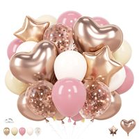 Kit de guirlande de ballons en aluminium Cœur et Étoile, Ensemble de ballons Macaron pour Anniversaire de Fille, Saint-Valentin, Baby Shower, Décoration de Fond de Fête de Mariage