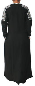 Kaftán Abaya Elegante Bordado para Mujer, Ecológico, de Seda de Bambú y Algodón, Negro, Transpirable, Hecho a Mano, Musulmán - Product Image 4