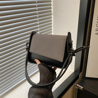 Bolso de hombro tipo bandolera Retro coreano para mujer de otoño 2025, cierre de cremallera única de gran capacidad a la moda, poliéster PU