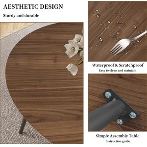SENYU Round Wood Dining <b>Table</b> with Metal <b>Legs</b> Modern Design for 4 Seating Capacity Home Furniture - Product Image 3