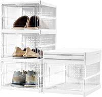 Boîte de rangement pliable pour chaussures Boîte de rangement pliable en plastique transparent pour baskets Boîte de rangement pliable pour chaussures