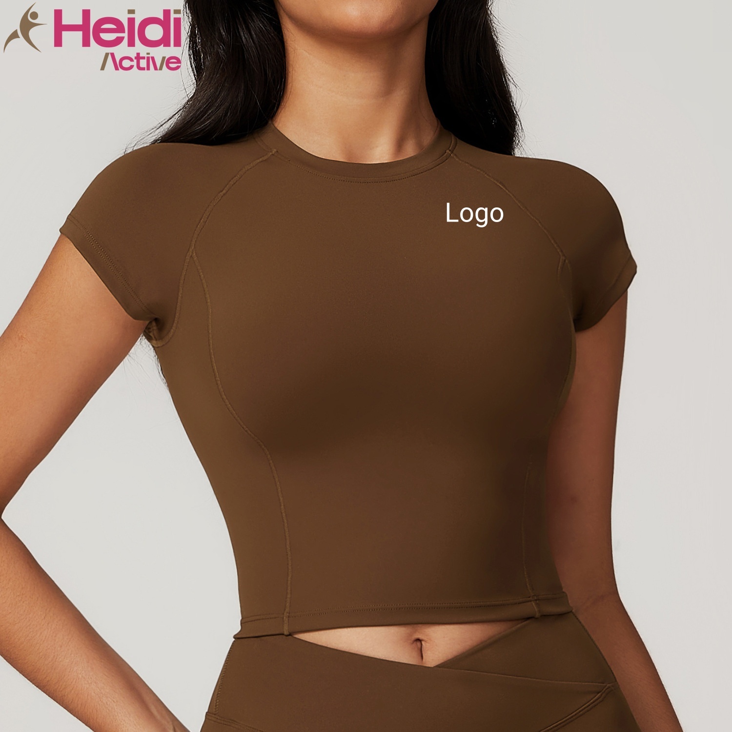 Custom Sports Clothing T-shirt Lightweight Ribbed Recycled Fabric Cloud-Soft Slim Fit Short Sleeve Workout Fitness Yoga Top