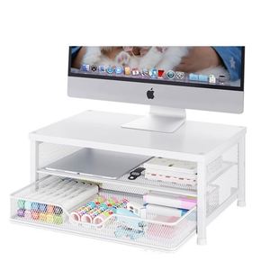 Desk Organizer and <b>Accessories</b> <b>Computer</b> Monitor Stand Riser with Drawer and 2 Pen Holders - Product Image 2