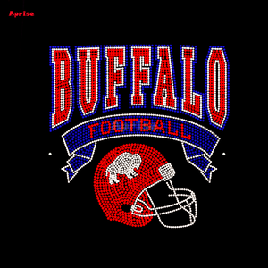 Diseños de transferencia térmica de diamantes de imitación termoadhesivos personalizados de cristal cuadrado con efecto brillante, con motivos de fútbol americano 'Let's Go' y 'Love Buffalo', para bolsos, al por mayor - Product Image 3