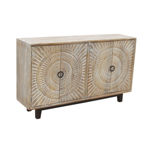 Buffet en bois massif de luxe avec plusieurs compartiments de rangement, meuble de salle à manger moderne au design élégant - Product Image 2