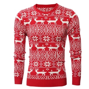 Pulls épais à tricoter de taille européenne pour hommes, motif de flocon de neige de Noël et de renne, pour l'hiver à manches longues, vente en gros - Product Image 1