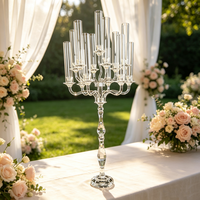 Candélabre en cristal transparent à 13 bras, grand modèle, de haute qualité, style européen de luxe, pour centre de table de mariage et banquet, servant également de porte-bougies, lanternes et pots décoratifs.