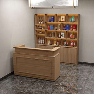 Petit bureau <span class=keywords><strong>de</strong></span> réception en bois <span class=keywords><strong>de</strong></span> 80cm bon marché Comptoir <span class=keywords><strong>de</strong></span> réception Design <span class=keywords><strong>de</strong></span> réception avec mur arrière - Product Image 4