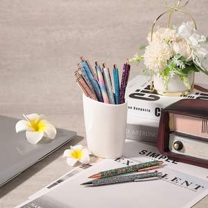 Bolígrafos retráctiles de Metal para la escuela, pluma de lujo rosa, negra, tinta, purpurina, rosa, dorado, con logotipo personalizado - Product Image 2