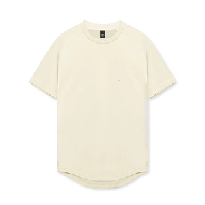 Verano transpirable verano hombres usan slim fit cuello redondo malla manga corta Camiseta con dobladillo dividido - Product Image 3