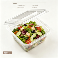 Boîtes à salade de 125 ml à 1000 ml avec couvercle, type clamshell, faciles à emporter, en RPET de qualité alimentaire, transparentes, emballage alimentaire en blister coloré