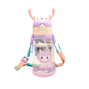 600ml Plastic Kids Children Cute Cartoon Strap Kindergarten Primary School Student <b>Cup</b> Water Bottle with Straw - Product Image 6
