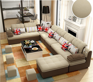 Grosir kain serat mikro putih kustom Sofa bagian ruang tamu dengan Ottoman paling nyaman untuk apartemen atau penggunaan Hotel - Product Image 3