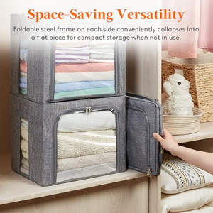 Sacs de rangement 40L, boîte de rangement en tissu, boîte de rangement empilable, bacs de rangement pliables pour vêtements avec couvercles - Product Image 2