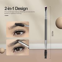 Kit de pinceaux de maquillage professionnels avec séparateur de cils, peigne à sourcils, pinceau éventail et pinceau correcteur, compatible avec logo personnalisé (3 pièces)