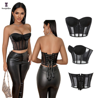 Offres Spéciales femmes été dentelle haut court en gros mode soutien-gorge avec tasse rembourrée transparent maille Lingerie Corset conception sans couture