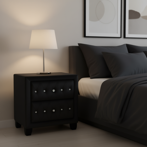 Comodino in legno stile moderno Sophia in nero-elegante e minimalista camera da letto mobili modello D0100HX3XY6 - Product Image 2