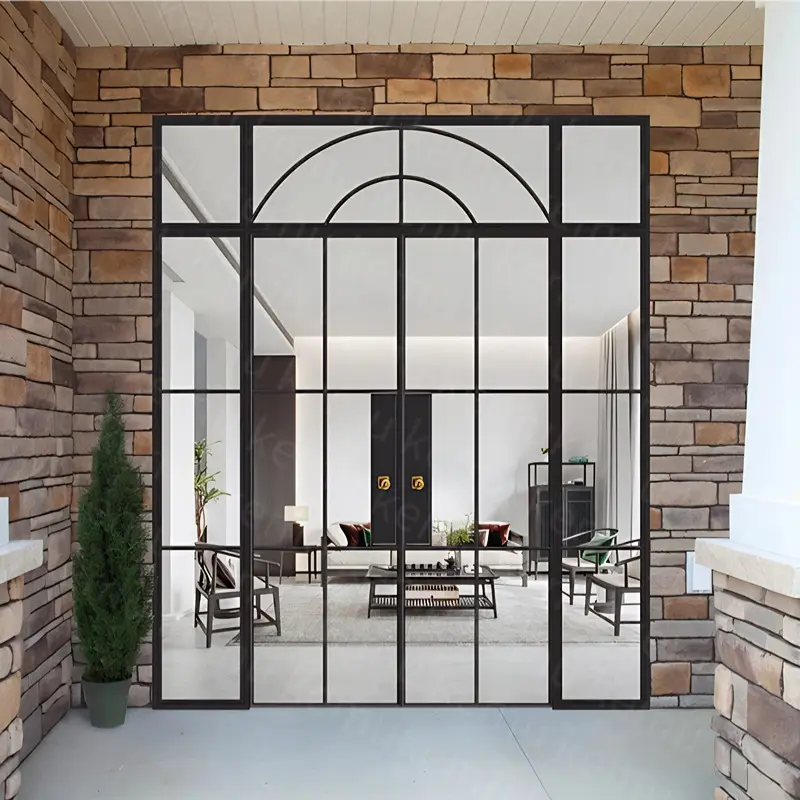 Ücretsiz basit dış alüminyum camlı kapı özel beyaz fransız kapıları çift Panel su geçirmez cam kapi