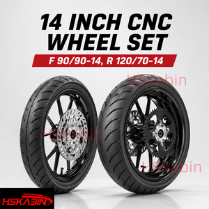ชุดล้อ CNC ขนาด 14 นิ้ว ยี่ห้อ Kenda สำหรับรถจักรยานยนต์ ยางสำหรับถนน จานเบรค สเตอร์ 90/90-14 120/70-14 อะไหล่ทดแทน Tuttio RTR Yozma Razor X1 - Product Image 4