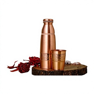 Hammered Bend Real Copper Sport <b>Foldable</b> Eco-Friendly Anti-corrosion Water Bottle Lid Boiling Water Safe Dishwasher Safe Latest - Product Image 1