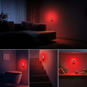 Lot de 4 veilleuses LED <span class=keywords><strong>à</strong></span> brancher avec capteur de lumière intégré, lampe de nuit <span class=keywords><strong>à</strong></span> lumière douce pour couloir domestique - Product Image 2