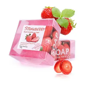 Sıcak satış tatlı meyve çilek kokusu el yapımı sabun özel Private Label nemlendirici ve tamir cilt çilek sabun