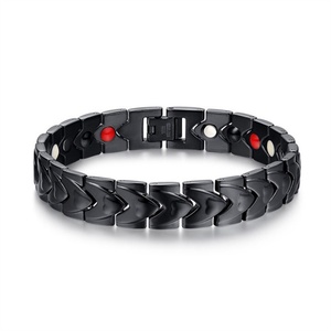 Stainless Steel Black Plated Energy Magnet Health Care Fashion Jewelry Bracelets for <b>Men</b> - Product Image 1