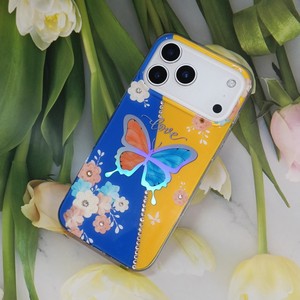 Funda Protectora para Teléfono con Diseño de Mariposa Holográfica, con Brillantina Floral y Pedrería, para <span class=keywords><strong>iPhone</strong></span> 17 Pro Max 16 15 14 13 12 11 <span class=keywords><strong>7</strong></span> 6 Samsung - Product Image 1
